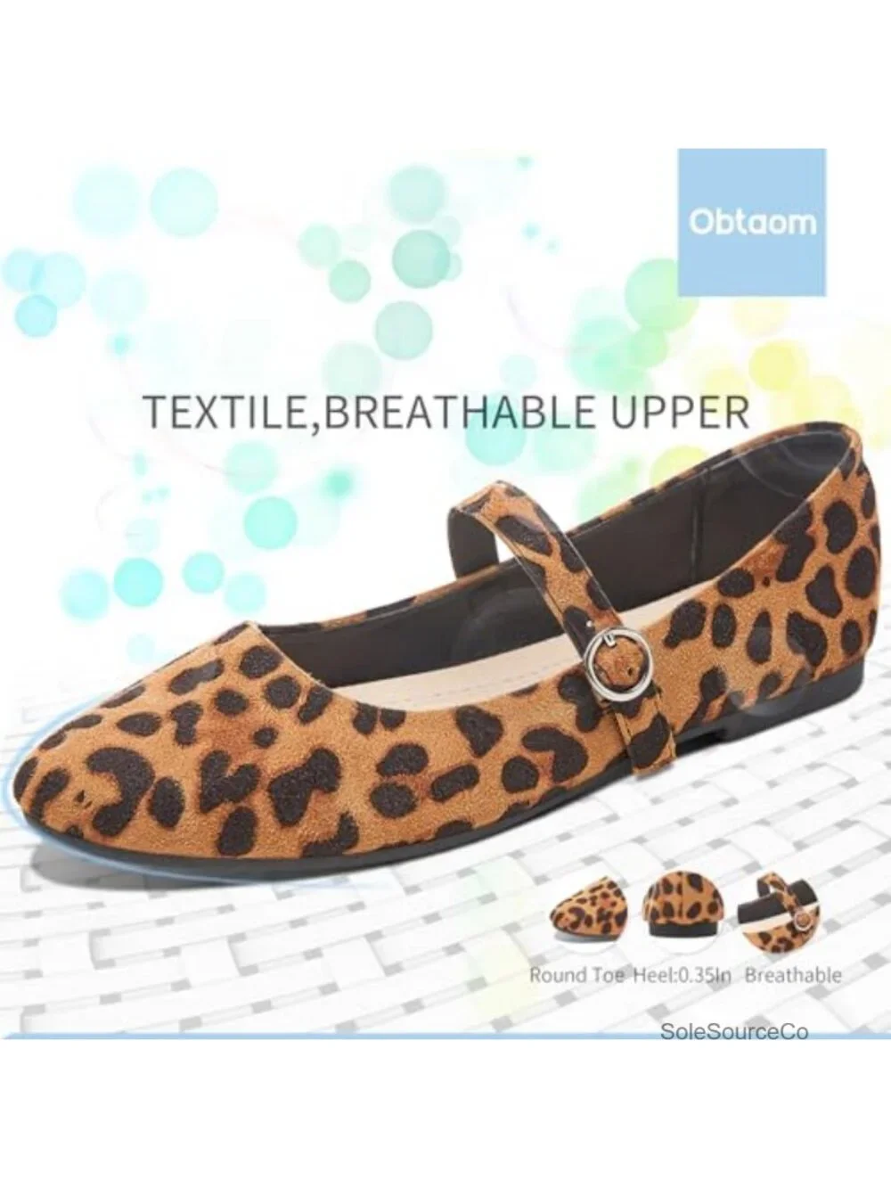 Mary Jane Flat Shoes Round Toe Ballet Flats for Women Dressy Fabric Business